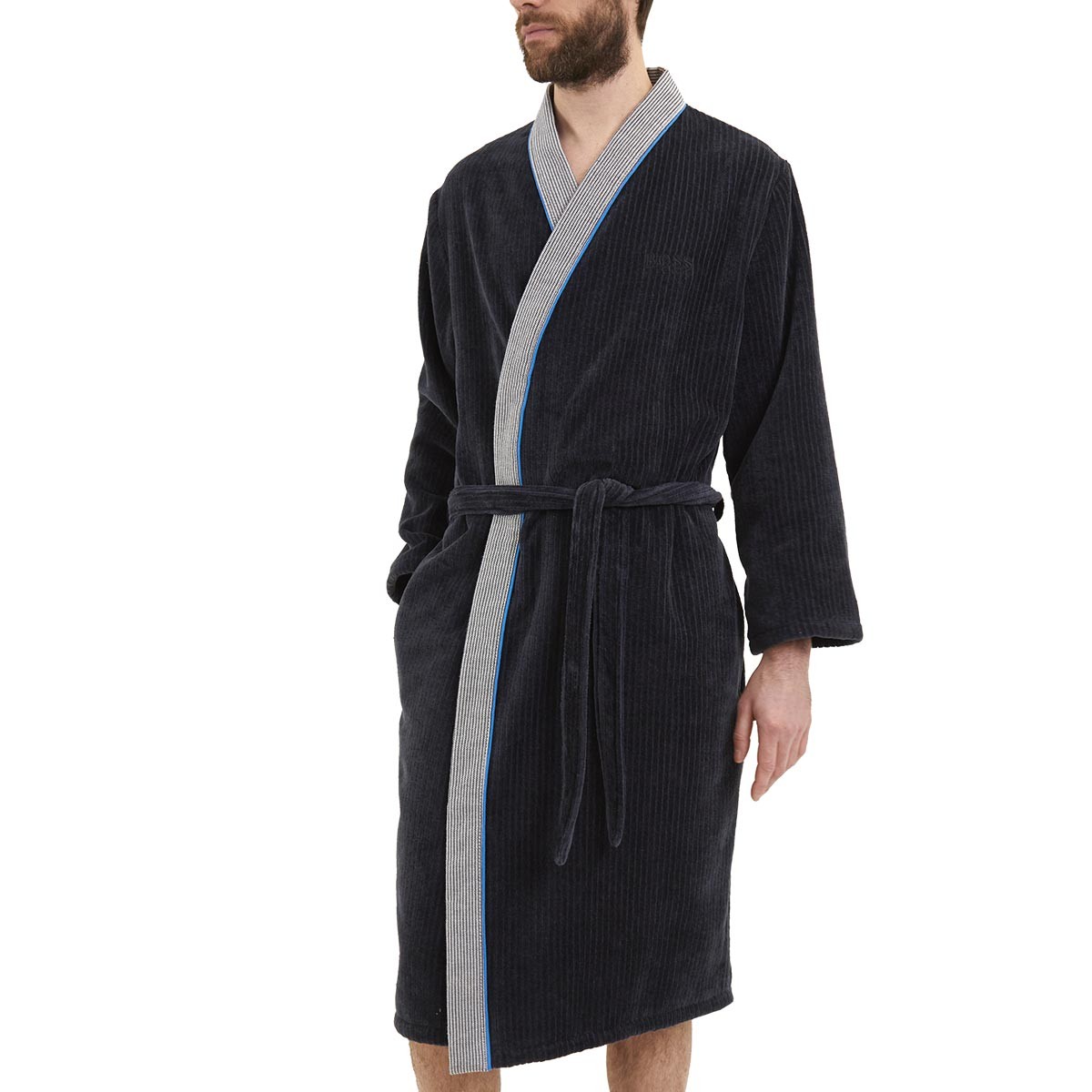 Mens Hugo Boss Loft Grey Peignoir Bath Robe Size Medium 100% Cotton Nwt